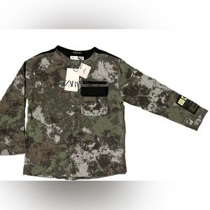 Zara boys size 8 printed long sleeve jersey tshirt with chest pocket